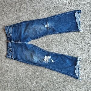 Mother The Insider Crop Step Chew Dancing on Coals Distressed Jeans Sz 29
